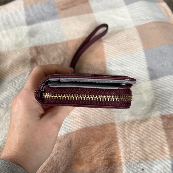 Fossil Women's Burgundy Leather Wristlet - Picture 8 of 14
